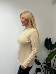 Stone Ribbed Flute Neck Top Charlotte
