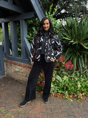 Black Swirl Pattern Coat Elsa