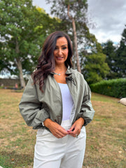 Khaki Lace Lined Jacket Harlow