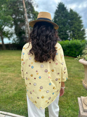 Lemon Abstract Circle Print Top Alba
