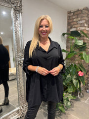 Black Back Pleat Blouse Jackie