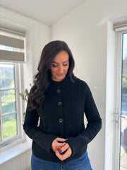 Black Crew Neck Pocket Cardi Janet