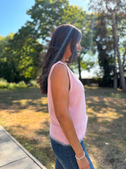 Pink Fluffy Hem Knitted Tank Gina