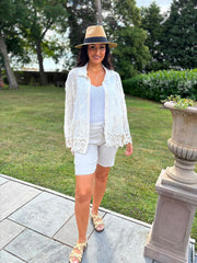 Stone Textured Lace Hem Shirt Dina