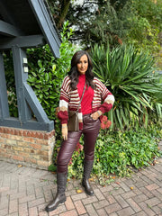 Wine Striped Premium Cardi Leah