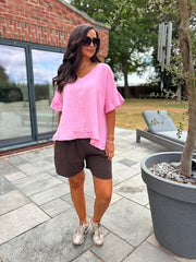 Candy Pink Bubble Cotton Top Kimberly