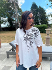 White Beaded Floral Tee Faith