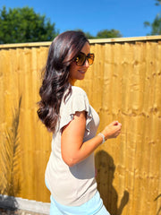 Stone Ruffle Sleeve Knit Top Hannah