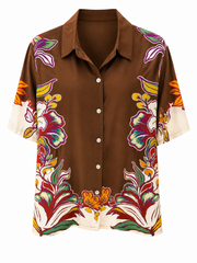 Chocolate Botanical Border Shirt Gemma