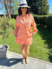 Peach Paisley Bubble Cotton Skort Set Isobel