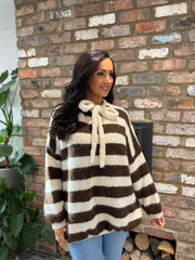 Chocolate Striped Bow Knit Riley