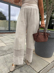 Stone Crochet Detail Trousers Thelma