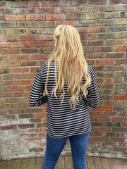 Black Striped Super Soft Round Neck