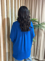 Royal Blue Crepe Crossover Blouse Tiffany