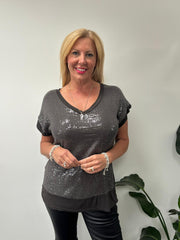 Chocolate Sequin Top Jasmine