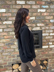 Black Scarf Detail Blouse Belle