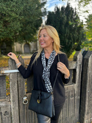 Black Ribbed Knit Scarf Two Piece Jo