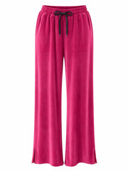 Lipstick Pull On Wide Leg Velour Trousers
