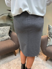 Grey Pinstripe Midi Skirt