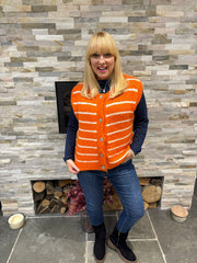 Orange Stripe Knitted Waistcoat Emily