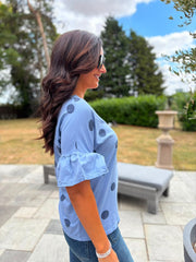 Denim Polka Dot Top Amber