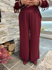 Wine Pinstripe Pull on Trousers Tanya