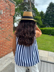 Navy Striped Sleeveless Top Tiana