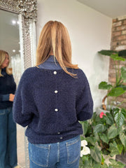 Navy Back Detail Knit Top Billie