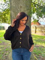 Chocolate Cosy Knit Cardi Sofia
