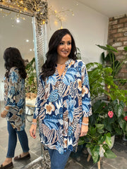 Navy Speckled Floral Tunic Gloria