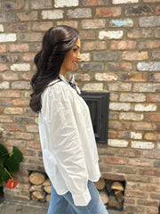 White Scarf Tie Neck Blouse Jackie