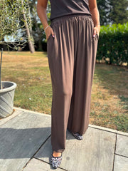 Chocolate Wide Leg Pull On Trousers Cara