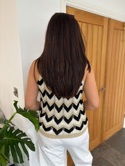 Black Chevron Knit Vest Dolly