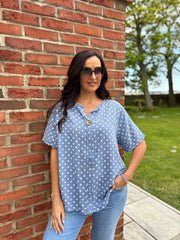 Denim Polka Dot Top Everly
