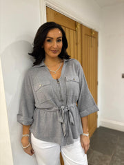 Grey Tie Waist Knit Louise