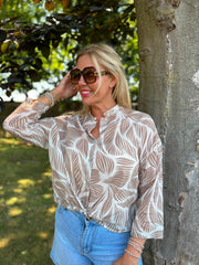 Mocha Abstract Leaf Blouse Hailey