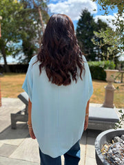 Light Blue Embroidered Floral Top Frankie