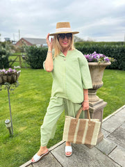 Green Gingham Two Piece Set Lara