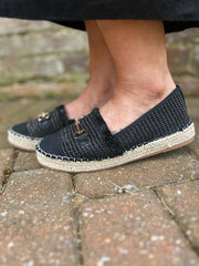 Black Chain Espadrille Shoes