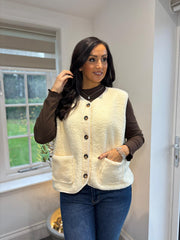 Antique Cream Sherpa Gilet Kiera