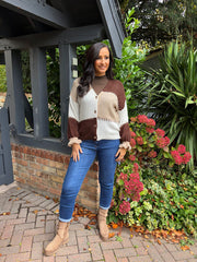 Chocolate Block Stitch Cardigan Maisie