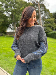 Charcoal Sequin Sleeve Jumper Laura