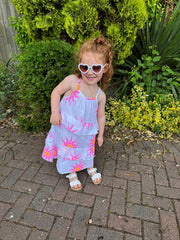 White Bubble Cotton Sun Print Dress Tabby