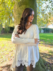 Winter White Lace Detail Knit Zoey
