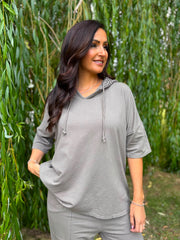 Mocha Crochet Hooded Top Clarice