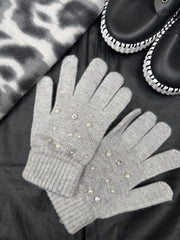 Grey Embellished Gloves
