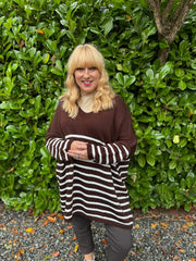 Chocolate Stripe Knitted Jumper Anne