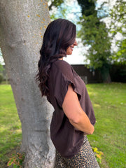 Chocolate Mesh Detail Top Parker