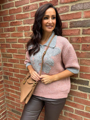 Rose Luxury Collared Floral Knit Eve