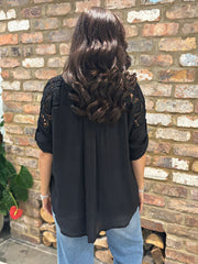 Black Lace Pattern Blouse Angela